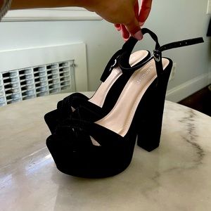 Bamboo Platform Ankle Strap Chunky Heels